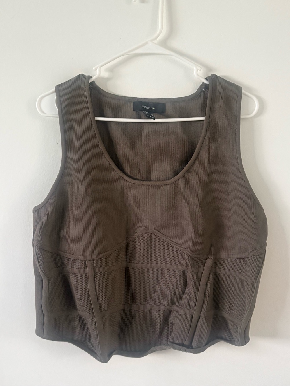 Forever 21 Olive Brown Ribbed Scoop Neck Tank